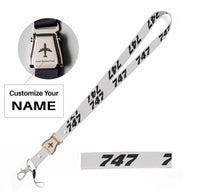 Thumbnail for Boeing 747 Flat Text seat belt lanyard - white with name