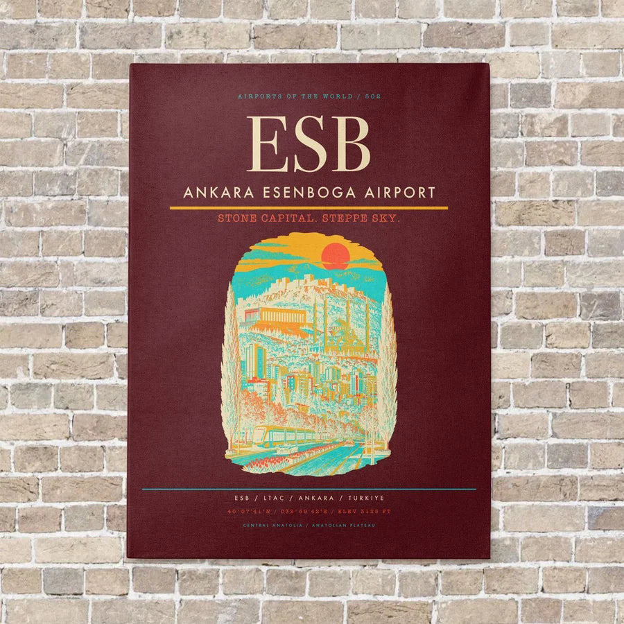 Ankara Esenboga Airport ESB - Canvas No Frame - Dark Red