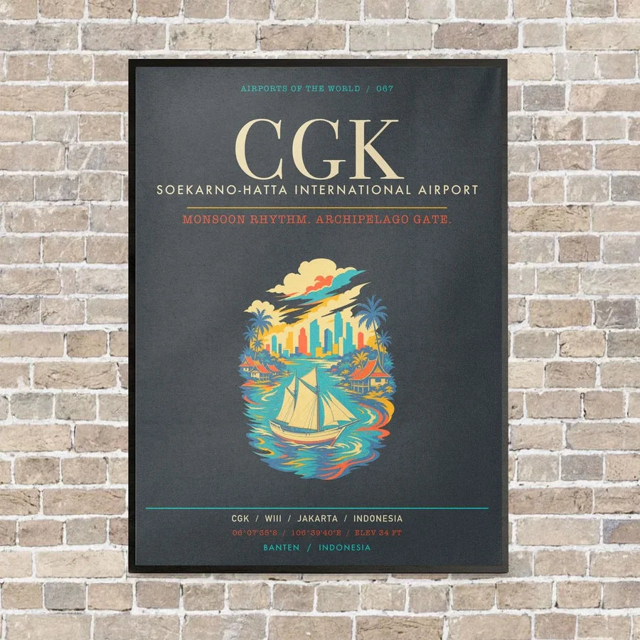 Jakarta Soekarno-Hatta International Airport CGK - Canvas Framed - Gray