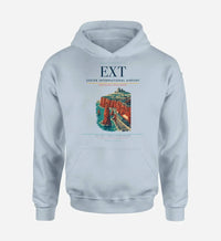 Thumbnail for Exeter International Airport (EXT) design on light blue hoodie single-side print