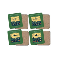 Thumbnail for The Runway Light River - Designed Coasters design on green 4-pieces-set