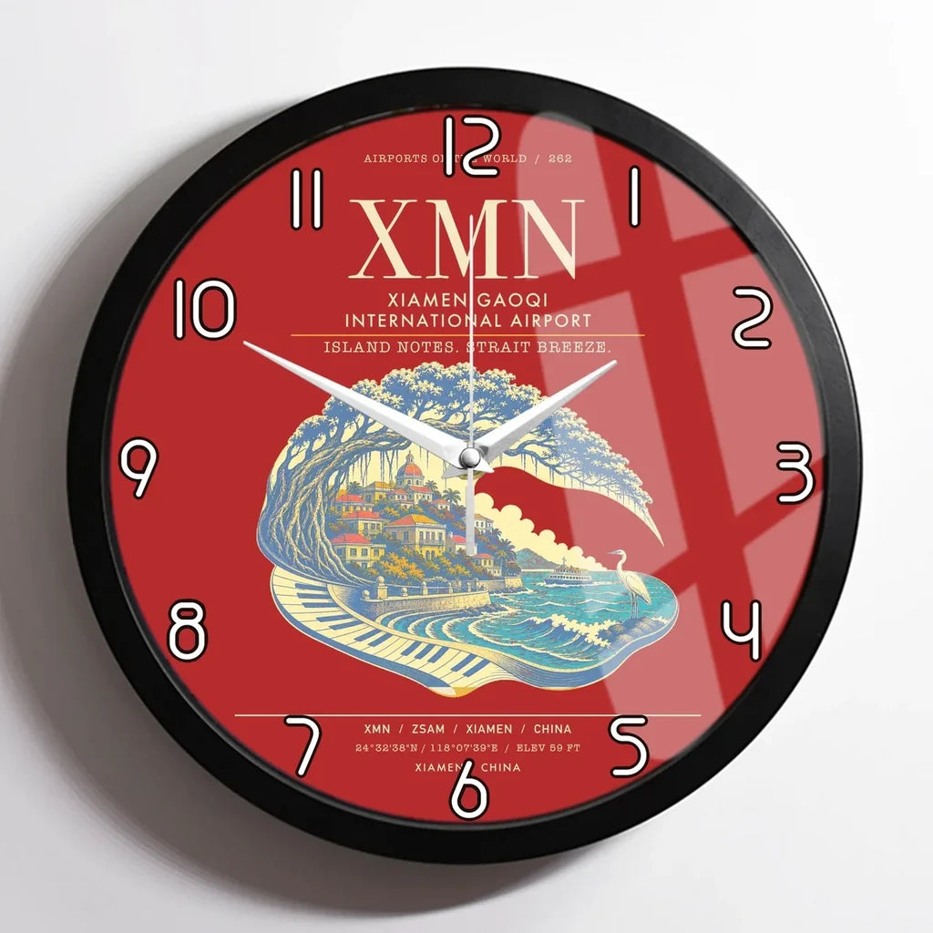 Xiamen Gaoqi International Airport XMN Wall-Clock Framed - Red