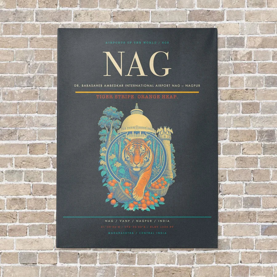 Dr. Babasaheb Ambedkar International Airport NAG — Nagpur vertical canvas print - no frame - gray background