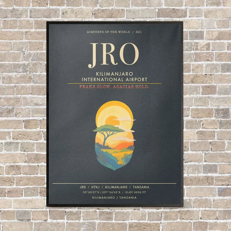 Kilimanjaro International Airport JRO - Canvas Framed - Gray