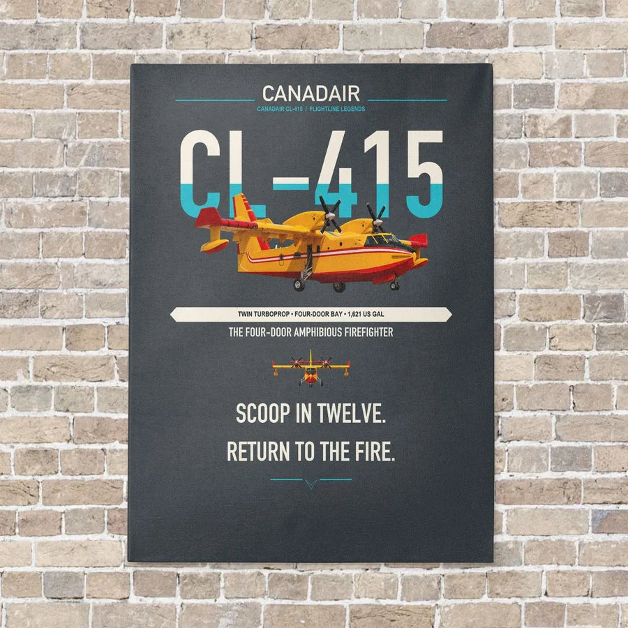 Canadair CL-415 vertical canvas print - no frame - gray background