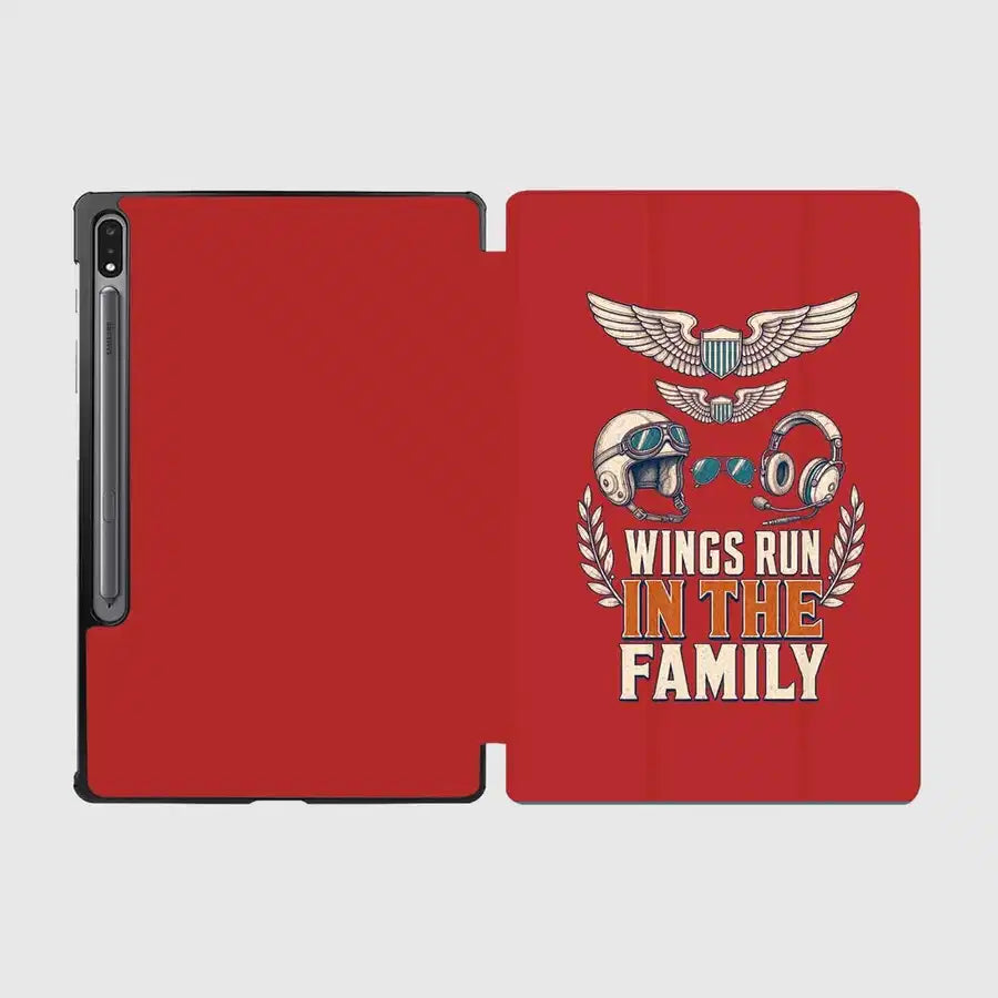Wings Run In The Family design on red samsung tablet tablet case