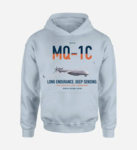 Thumbnail for MQ-1C Gray Eagle ER design on light blue double-side hoodie, single-side print