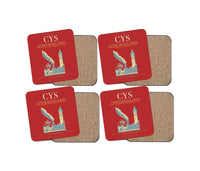 Thumbnail for Cheyenne Regional Airport (CYS) design on red 4 pieces set coaster