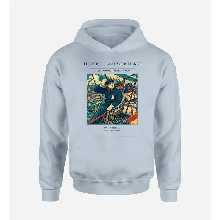 VINTAGE G4321 - The First Passenger Ticket - Premium Hoodie design on lightblue premium