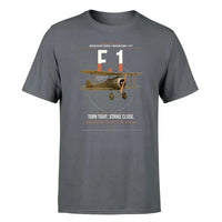 Thumbnail for Sopwith Camel F.1 design on gray t-shirt, single-side print