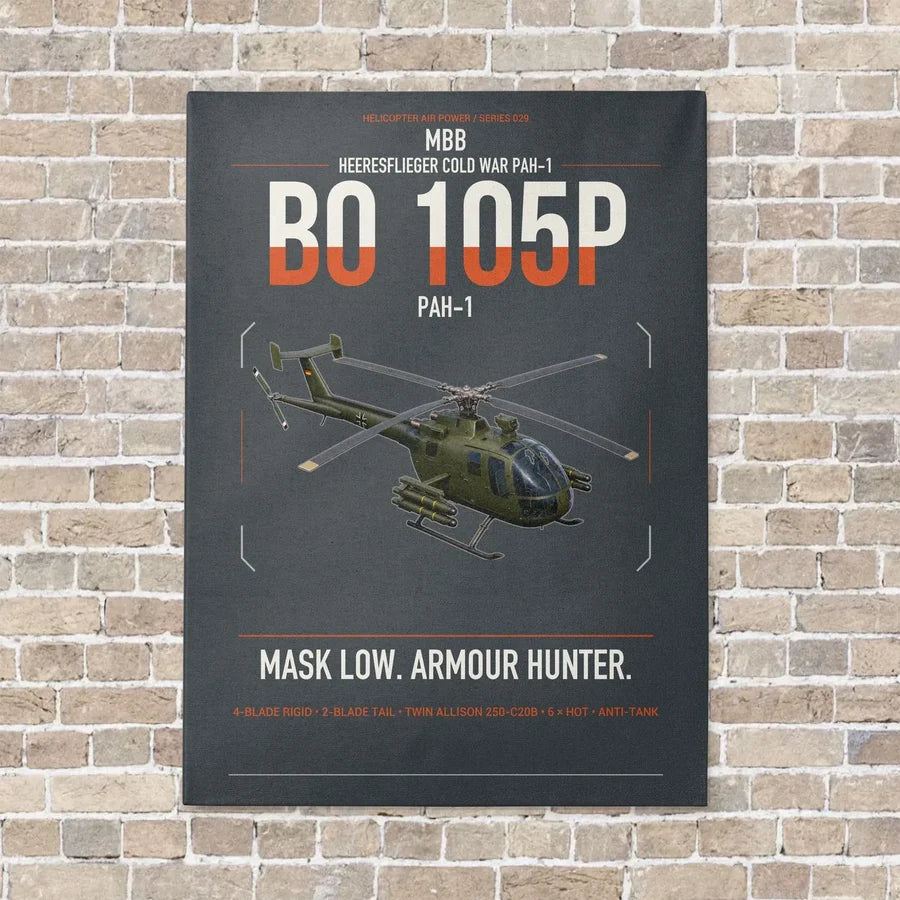 MBB BO 105P PAH-1 vertical canvas print - no frame - gray background
