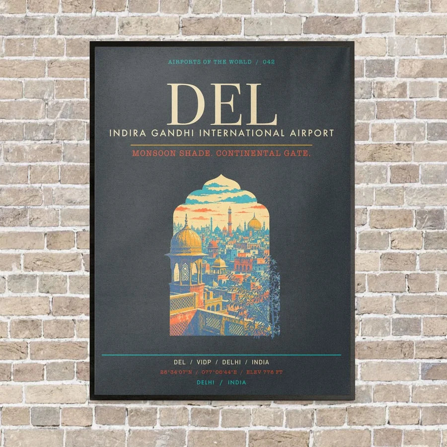 Indira Gandhi International Airport Delhi DEL - Canvas Framed - Gray
