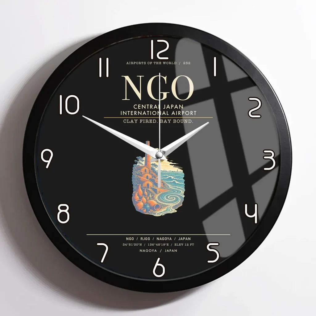 Central Japan International Airport NGO Wall-Clock Framed - Black