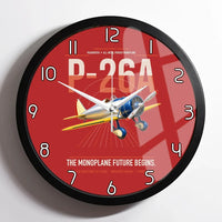Thumbnail for Boeing P-26A Peashooter design on red framed wall clock