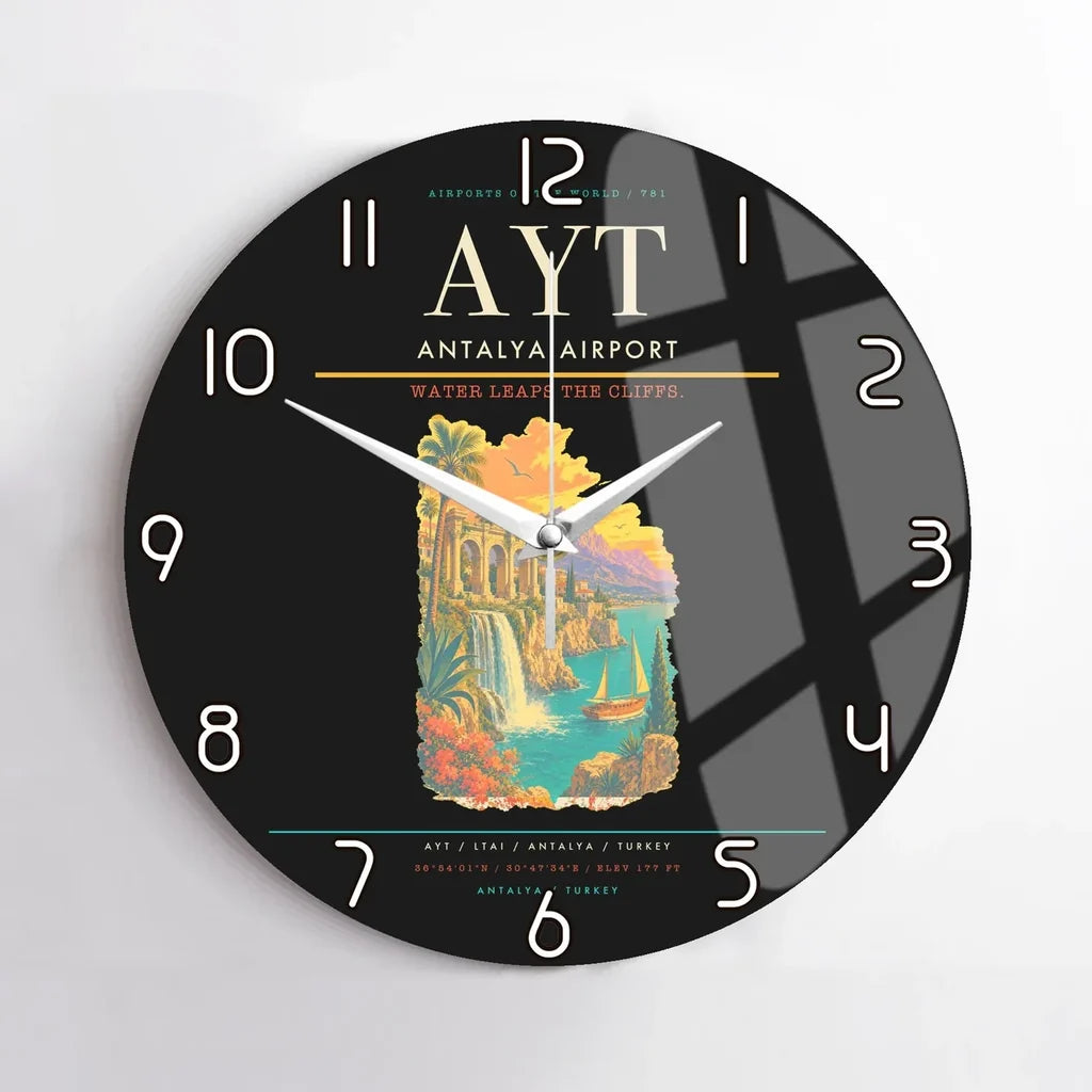 Antalya Airport AYT Wall-Clock No-Frame - Black