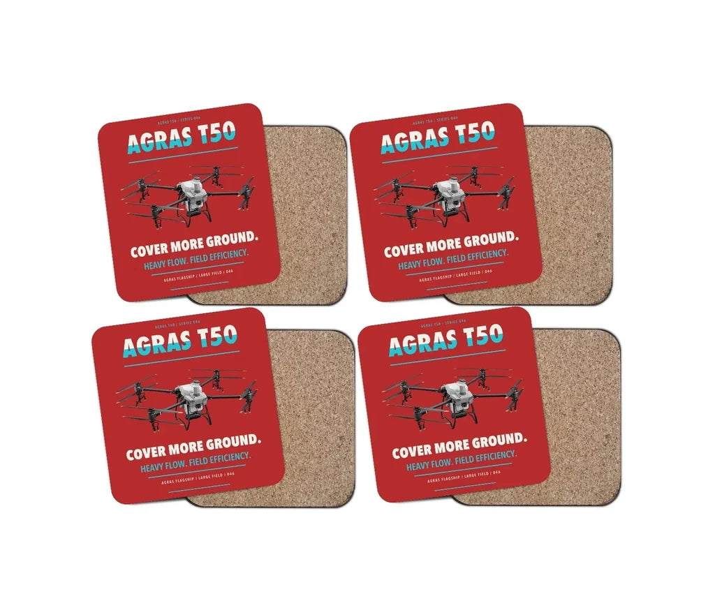 DJI Agras T50 design on red 4 pieces set coaster