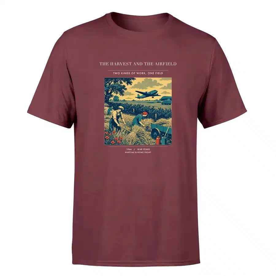 VINTAGE G4510 - The Harvest And The Airfield - Premium T-Shirt design on darkred premium t shirt