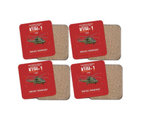 Thumbnail for Korea Aerospace Industries KUH-1 Surion design on red 4 pieces set coaster