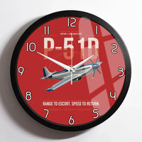 Thumbnail for P-51D Mustang design on red framed wall clock