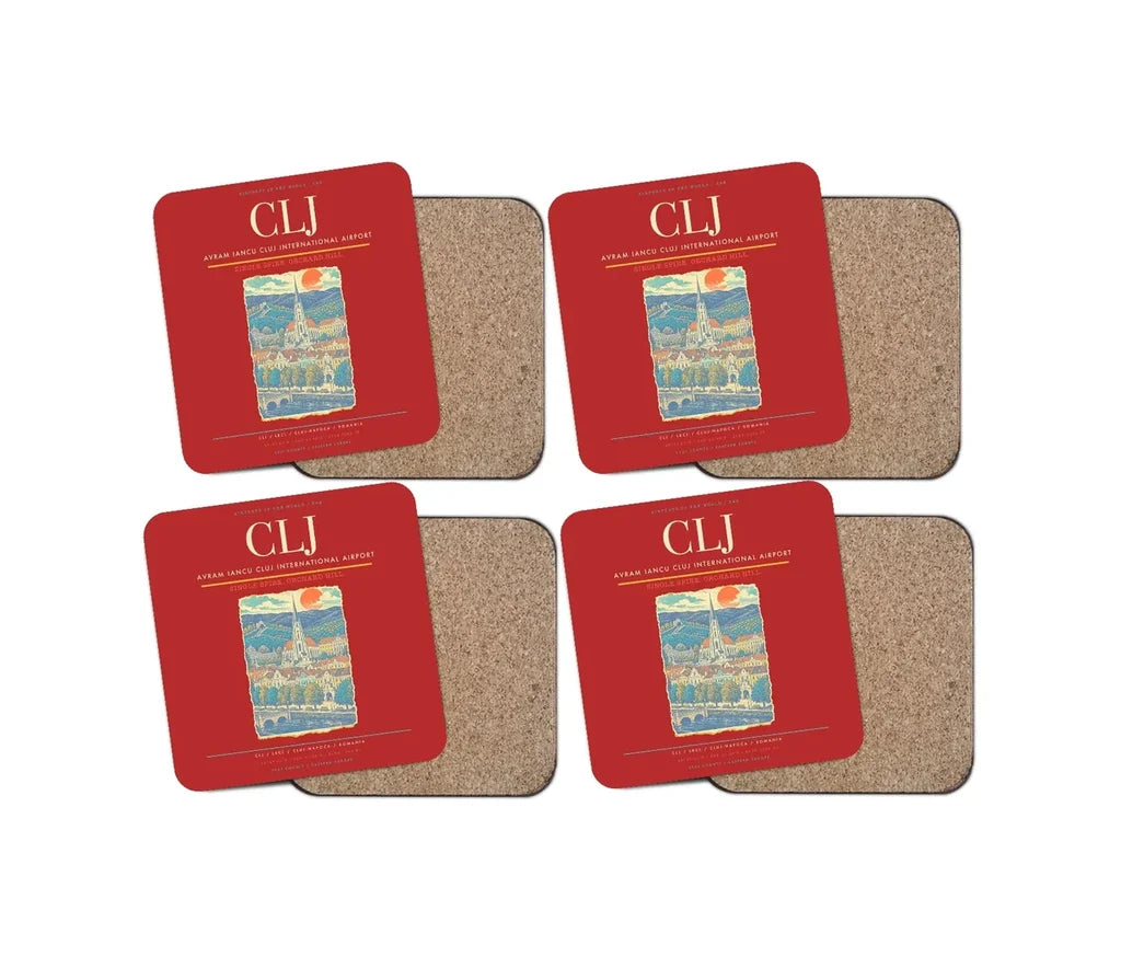 Avram Iancu Cluj International Airport CLJ Coaster 4-Pieces-Set - Red