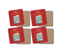 Thumbnail for Inuvik (Mike Zubko) Airport (YEV) design on red 4 pieces set coaster