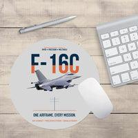 Thumbnail for F-16C Fighting Falcon One Airframe Every Mission design on light gray round mouse pad