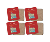 Thumbnail for Cadjehoun Airport (COO) design on red 4 pieces set coaster