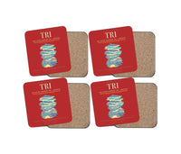 Thumbnail for Tri-Cities Airport (TRI) design on red 4 pieces set coaster