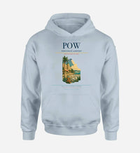 Thumbnail for Portorož Airport (POW) design on light blue hoodie single-side print