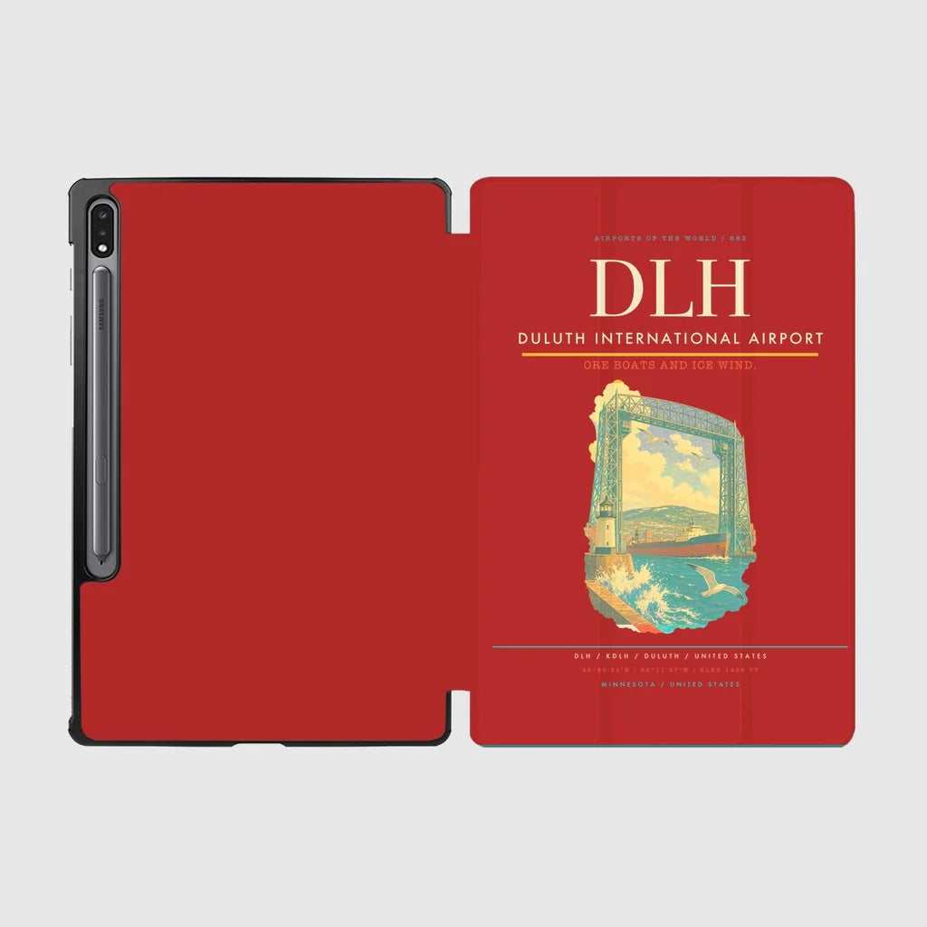 Duluth International Airport (DLH) design on red samsung tablet tablet case