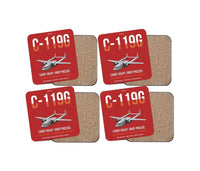 Thumbnail for C-119G Flying Boxcar design on red 4 pieces set coaster
