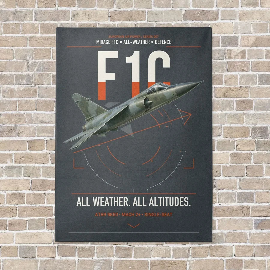 Dassault Mirage F1C vertical canvas print - no frame - gray background