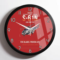 Thumbnail for Sikorsky S-61N design on red framed wall clock