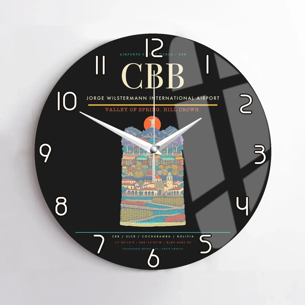 Jorge Wilstermann International Airport CBB Wall-Clock No-Frame - Black