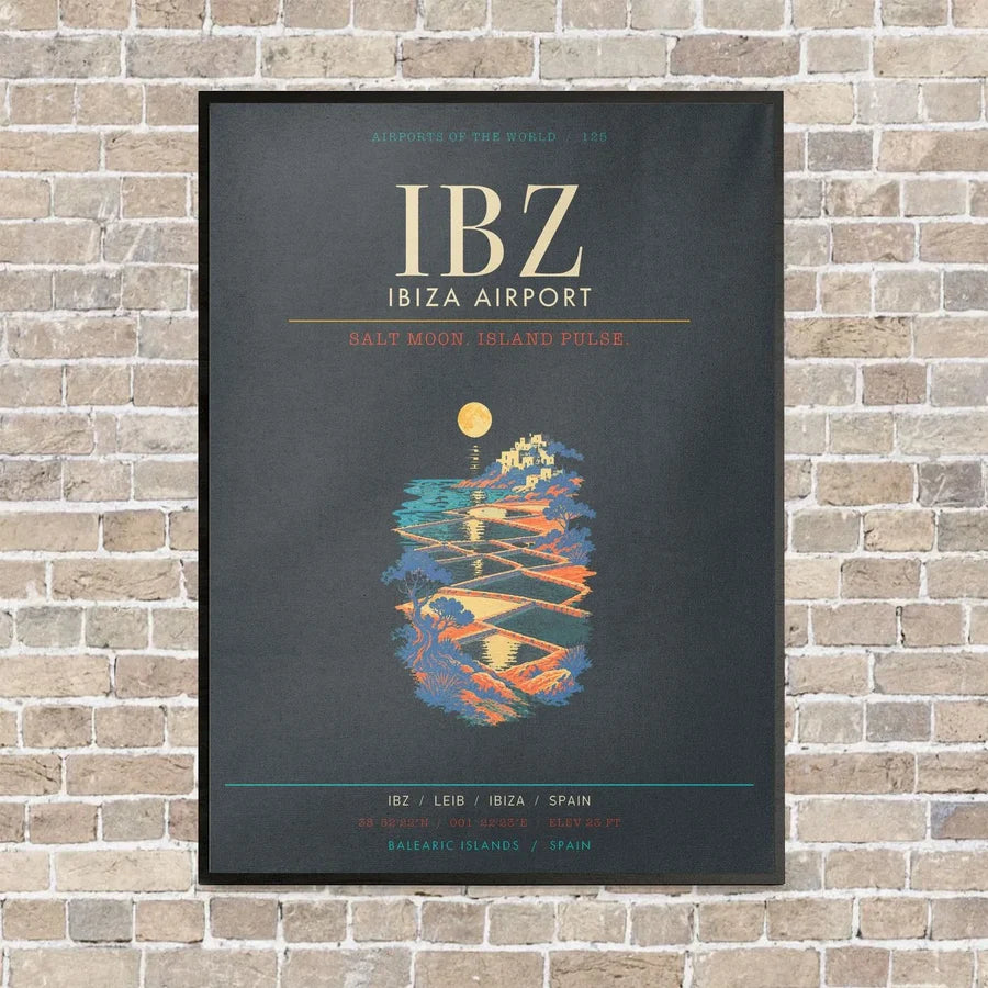Ibiza Airport IBZ - Canvas Framed - Gray
