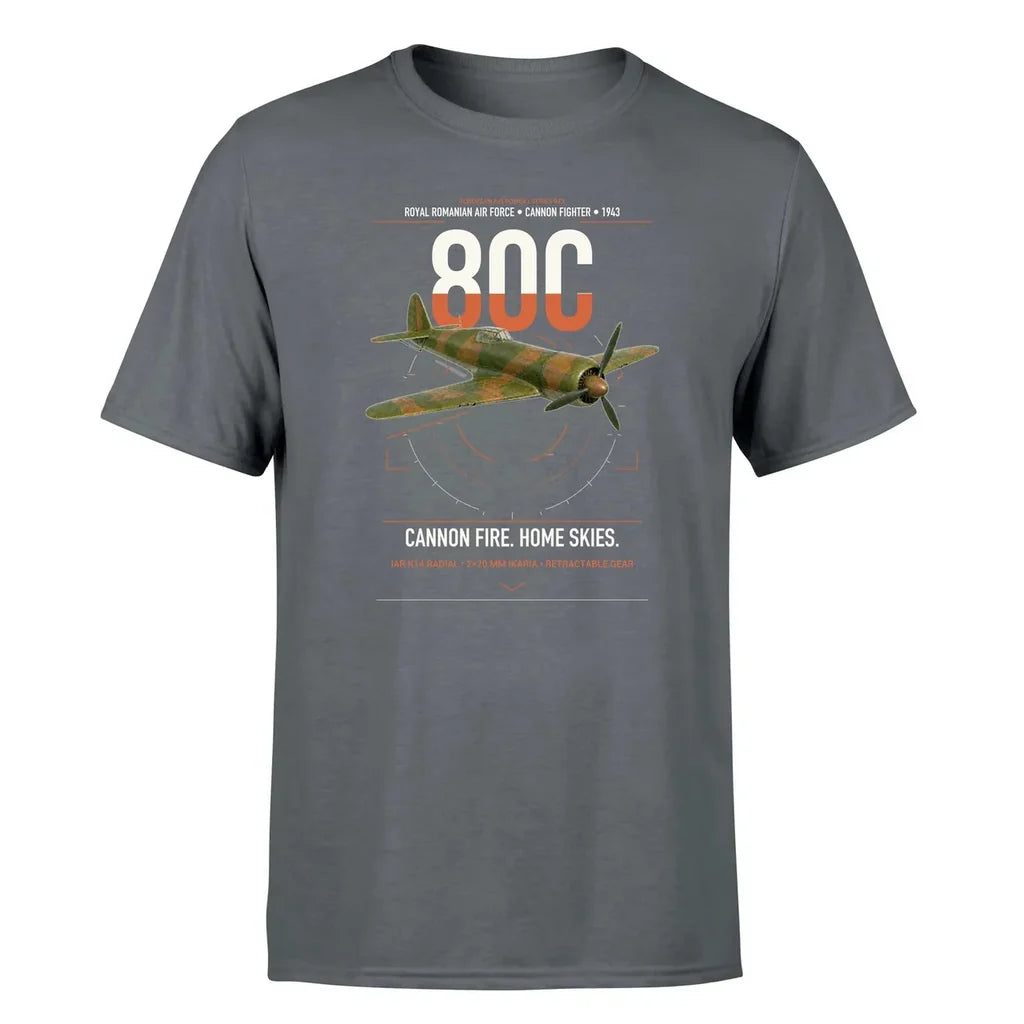 IAR 80C design on gray t-shirt, single-side print