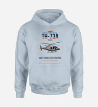 Thumbnail for Leonardo TH-73A Thrasher design on light blue double-side hoodie, single-side print