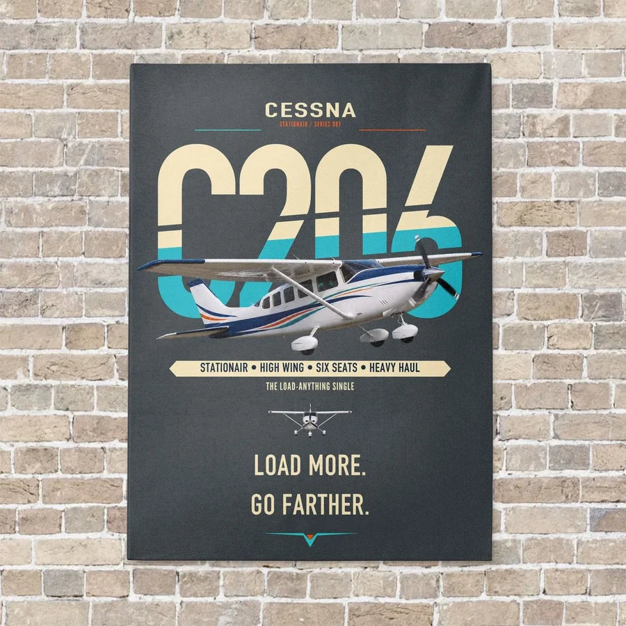 Cessna 206 Stationair vertical canvas print - no frame - gray background