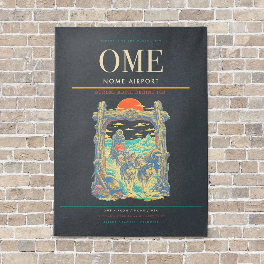 Nome Airport OME vertical canvas print - no frame - gray background