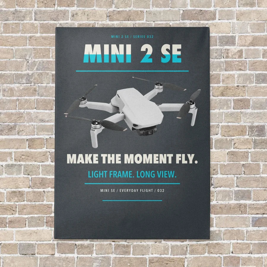 DJI Mini 2 SE vertical canvas print - no frame - gray background