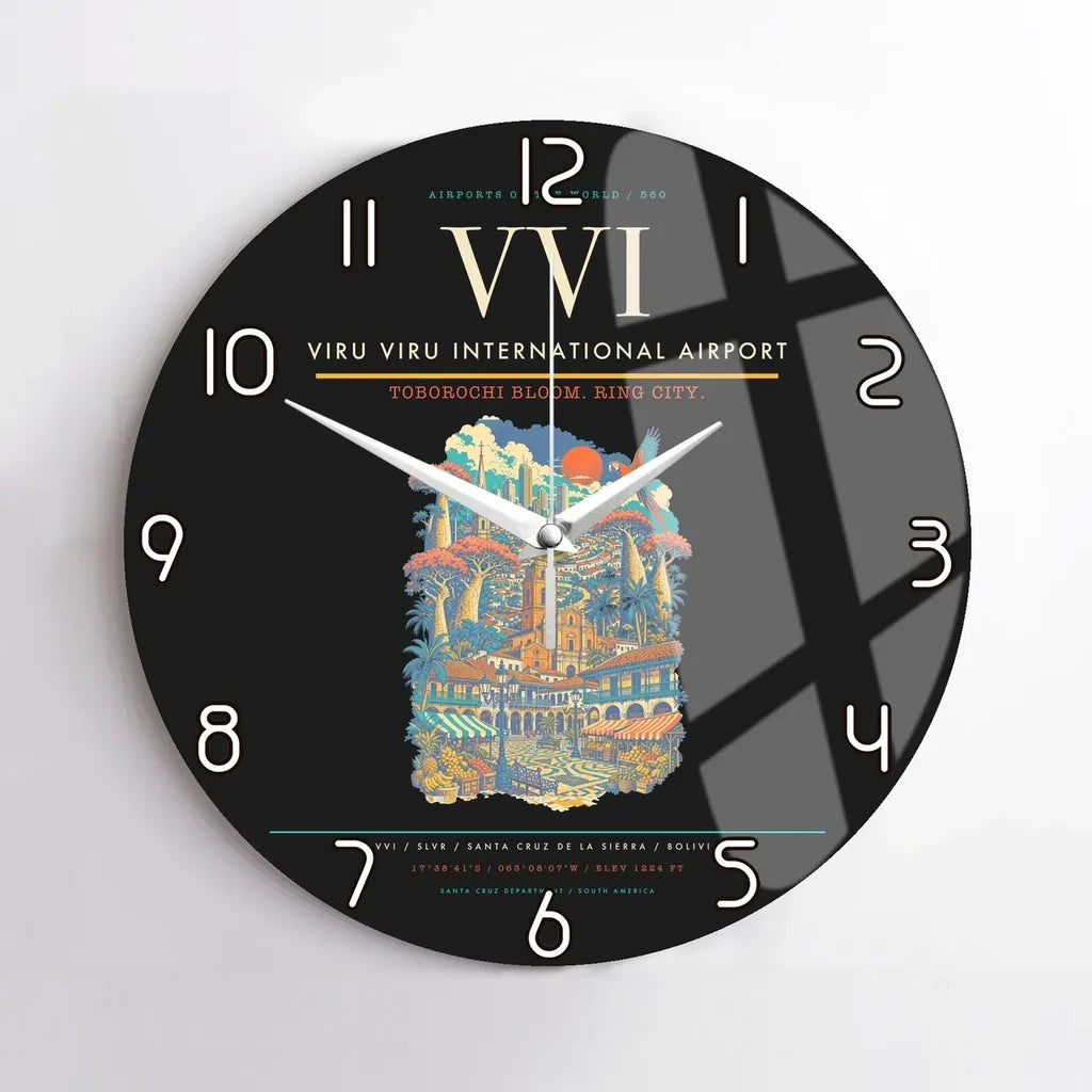 Viru Viru International Airport VVI Wall-Clock No-Frame - Black