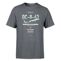 Thumbnail for Douglas DC-8-63 design on gray double-side t-shirt, single-side print
