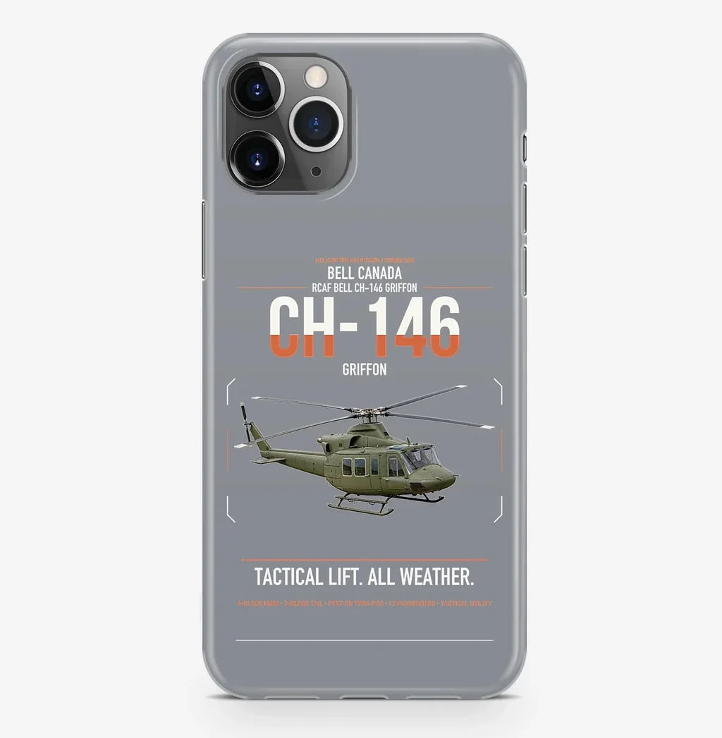 Bell Canada CH-146 Griffon design on gray magsafe iphone case, for iPhone Pro Max