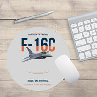 Thumbnail for F-16C Fighting Falcon Nine G One Purpose design on light gray round mouse pad