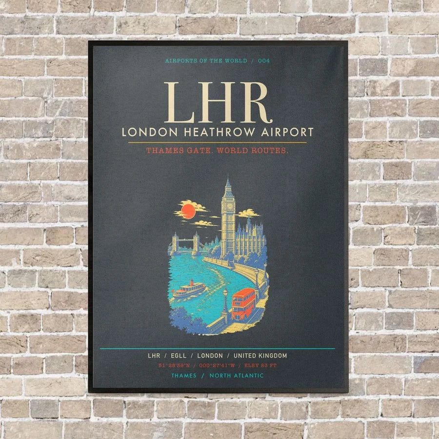 London Heathrow Airport LHR - Canvas Framed - Gray
