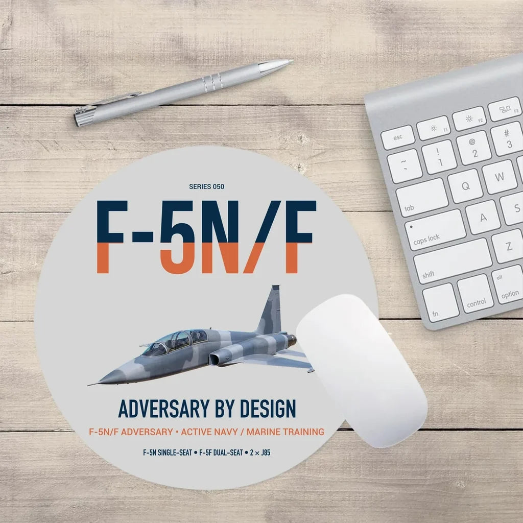 F-5N F Adversary design on light gray round mouse pad