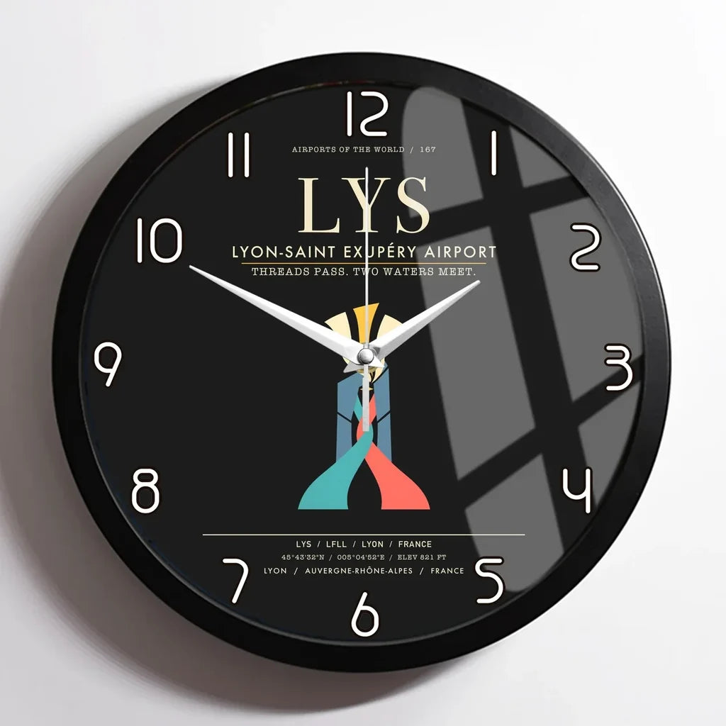 Lyon-Saint Exupery Airport LYS Wall-Clock Framed - Black