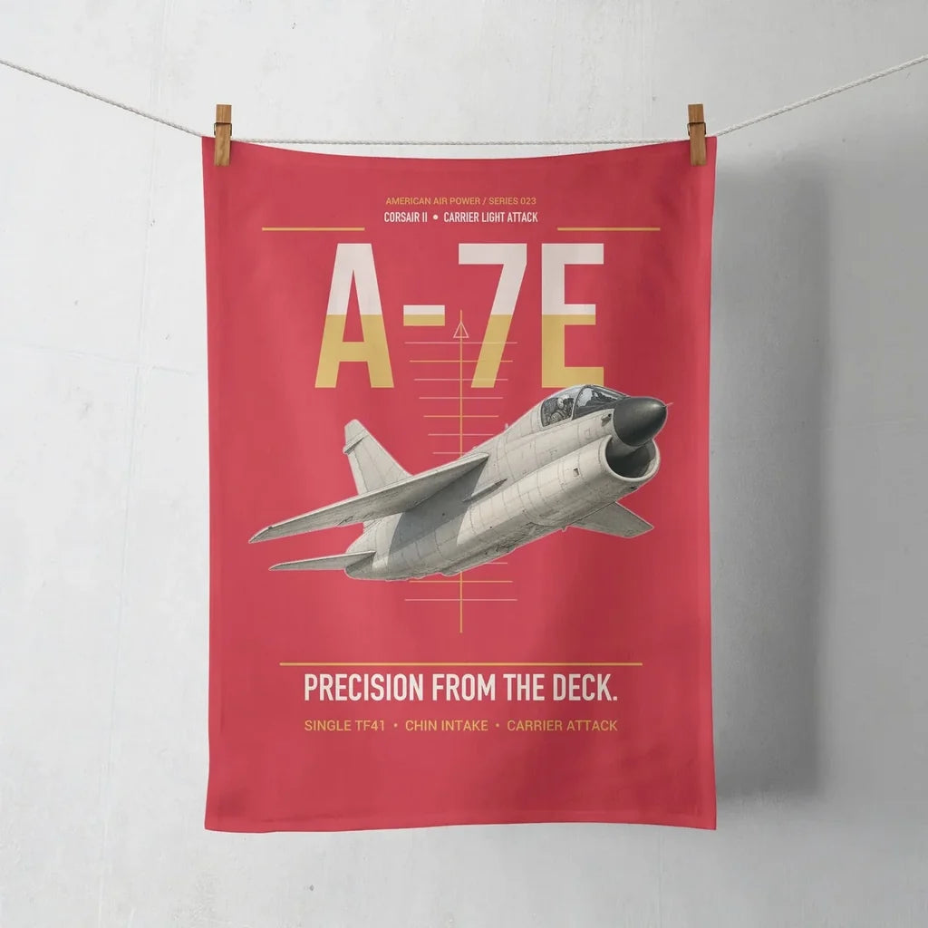 A-7E Corsair II design on red towel
