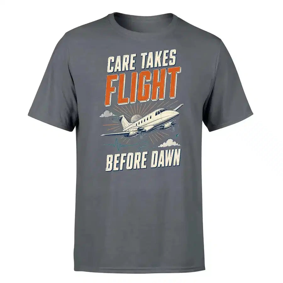 SIGNAL 564 - Care Takes Flight Before Dawn - Premium T-Shirt design on gray premium t shirt