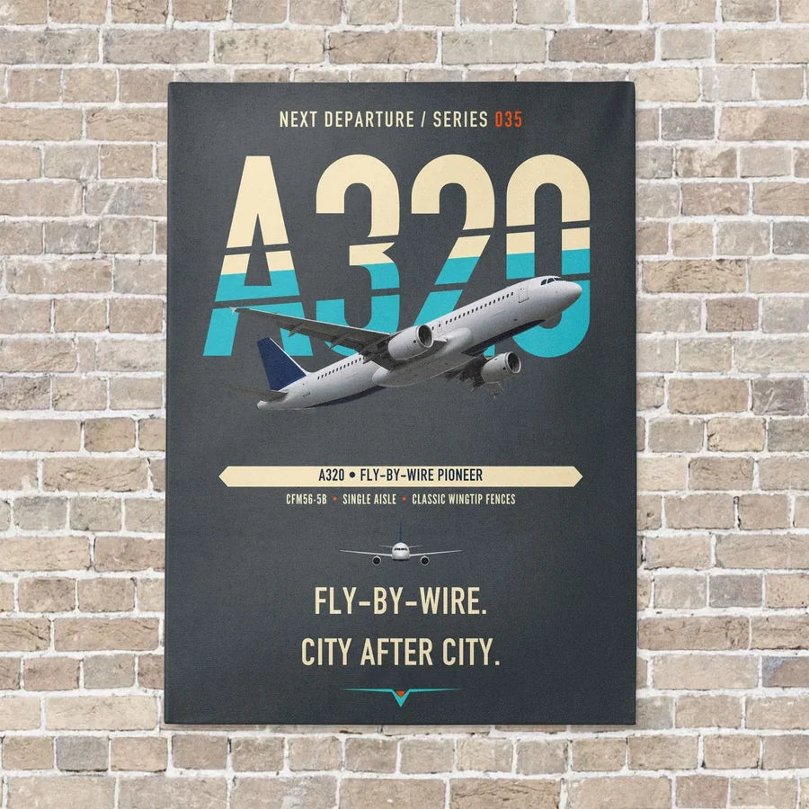 Airbus A320 vertical canvas print - no frame - gray background